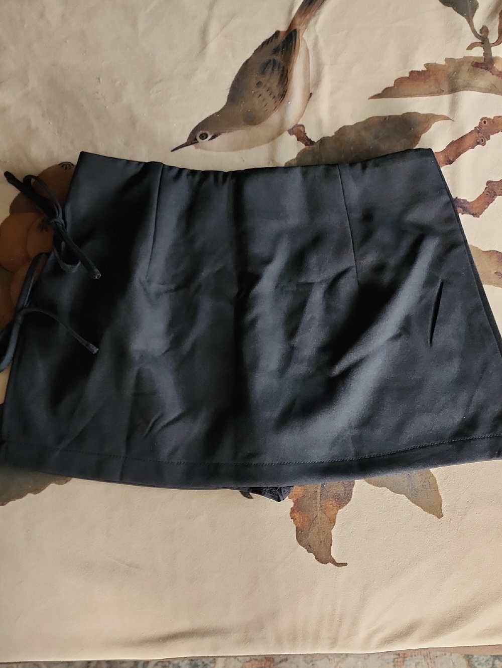 Black Side-Tie Mini Skort